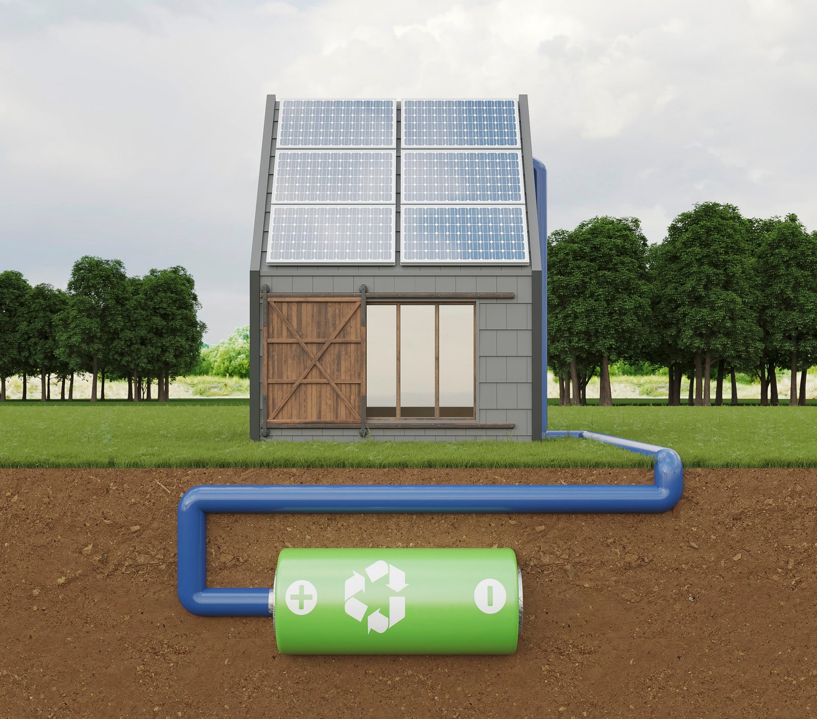 Instalacje OZE i rekuperacji w nowoczesnym domu, zapewniające efektywność energetyczną.
